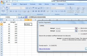 How to Compute the Pearson Correlation Coefficient in Excel - Array 1 and Array 2 boxes image