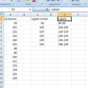 frequency distribution table excel 2