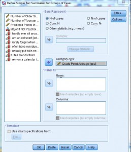 The SPSS Define Simple Bar window.