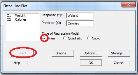 regression in Minitab
