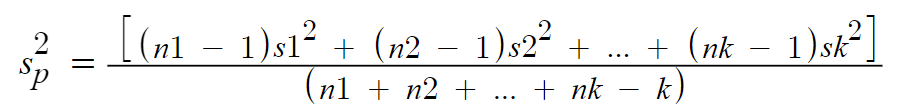 pooled variance formula in bartlett's test for equality of variances