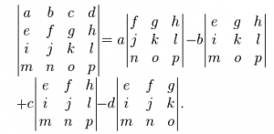 determinant of a 4x4 matrix