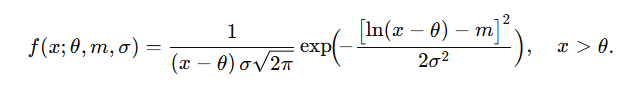 lognormal distribution 3 parameter pdf