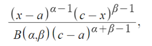 pdf for the PERT distribution
