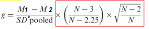 Hedges’ g formula