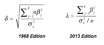 Non Centrality Parameter - 1968 and 2013 edition formulas