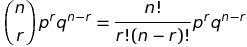Binomial distribution formula