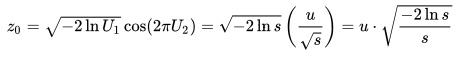Box-Muller transform Pythagorean identity formula rewrite 1