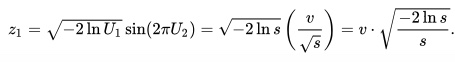 Box-Muller transform Pythagorean identity formula rewrite 2