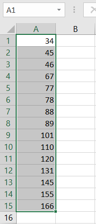 Histogram in Excel - highlight the data from step 1 image