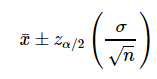 z interval for a mean formula