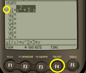 example table of values