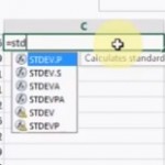 Excel 2013 has SIX functions for the standard deviation - STDEV, STDEV.P, STDEV.S, STDEVA, STDEVPA and STDEVP