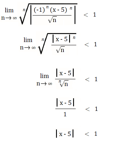 setting up interval of covergence formula