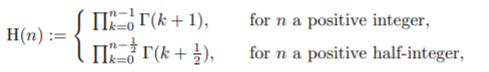 hyperfactorial function half integers