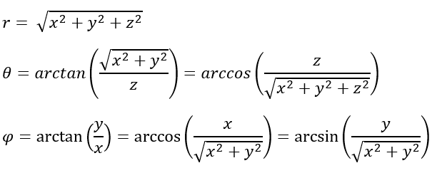 cartesian to spherical coordinates