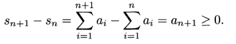 sequence of partial sums nondecreasing