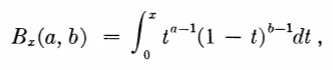 incomplete beta function formula