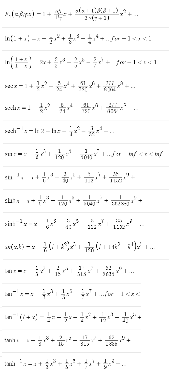 common series expansions