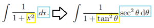 trig substitution example step 1