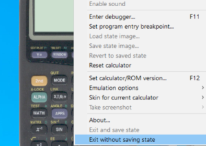 Free TI83 calculator online: Steps for Windows - Exit without saving stat image