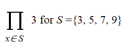 product notation for a set