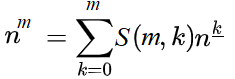 converting between ordinary powers and falling factorials