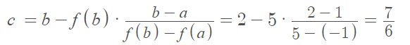 formula to find c in regula falsi