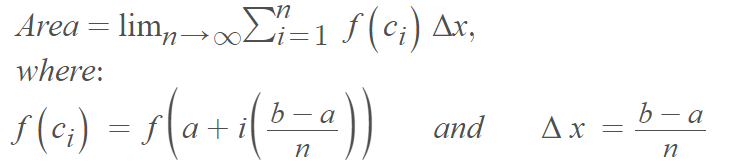 finding area with the limit definition