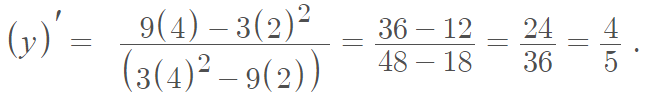 insert coordinates into derivative formula