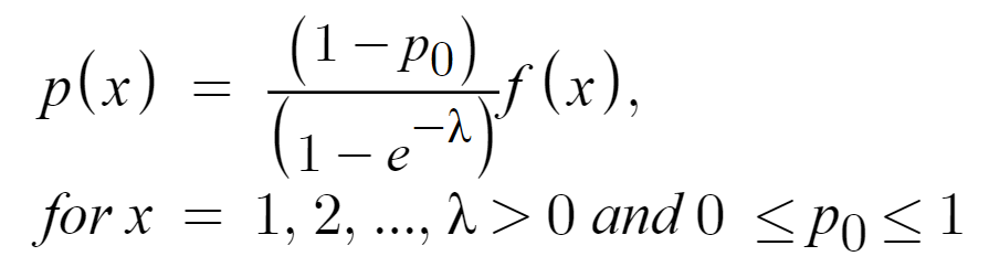 PMF for the zero-modified Poisson distribution [2].