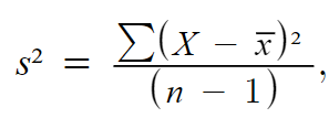 variance formula for sample